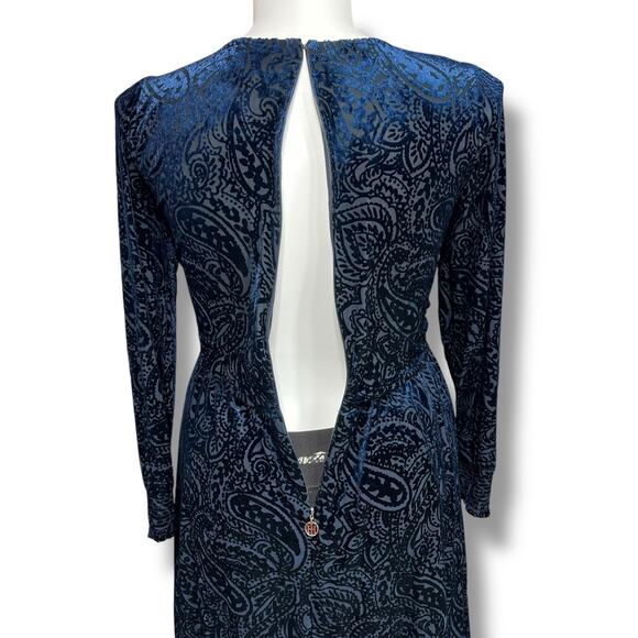 Tommy Hilfiger Womens Velvet Burnout Faux Wrap High Waist Above Knee Blue Sz 12 - Picture 6 of 14